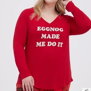 🆕️🎄 3X RED 'EGGNOG MADE ME DO IT' CLASSIC RAGLAN TEE - FEATHER SOFT -🎄